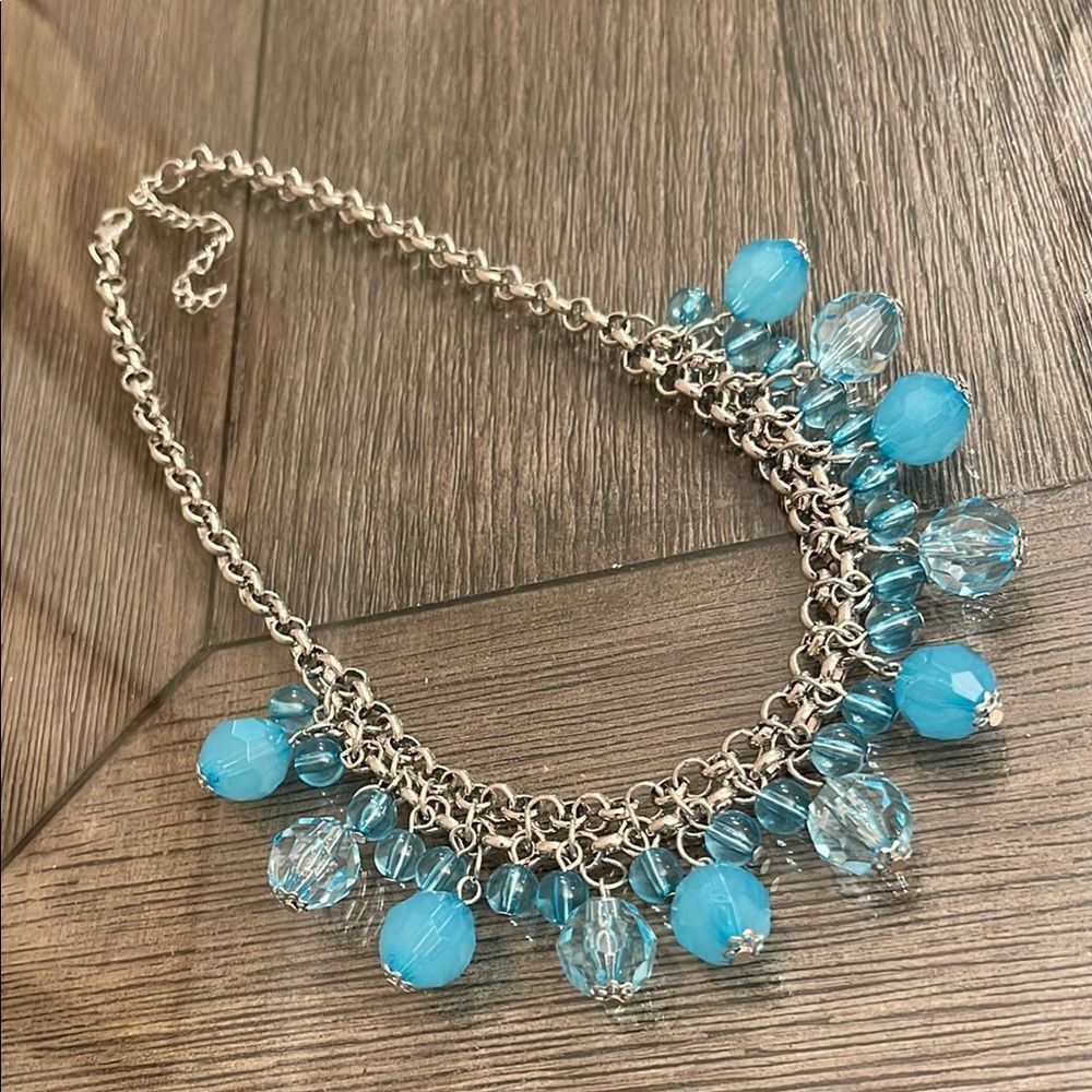 Acrylic Beaded Necklace on a Silver-tone Chain